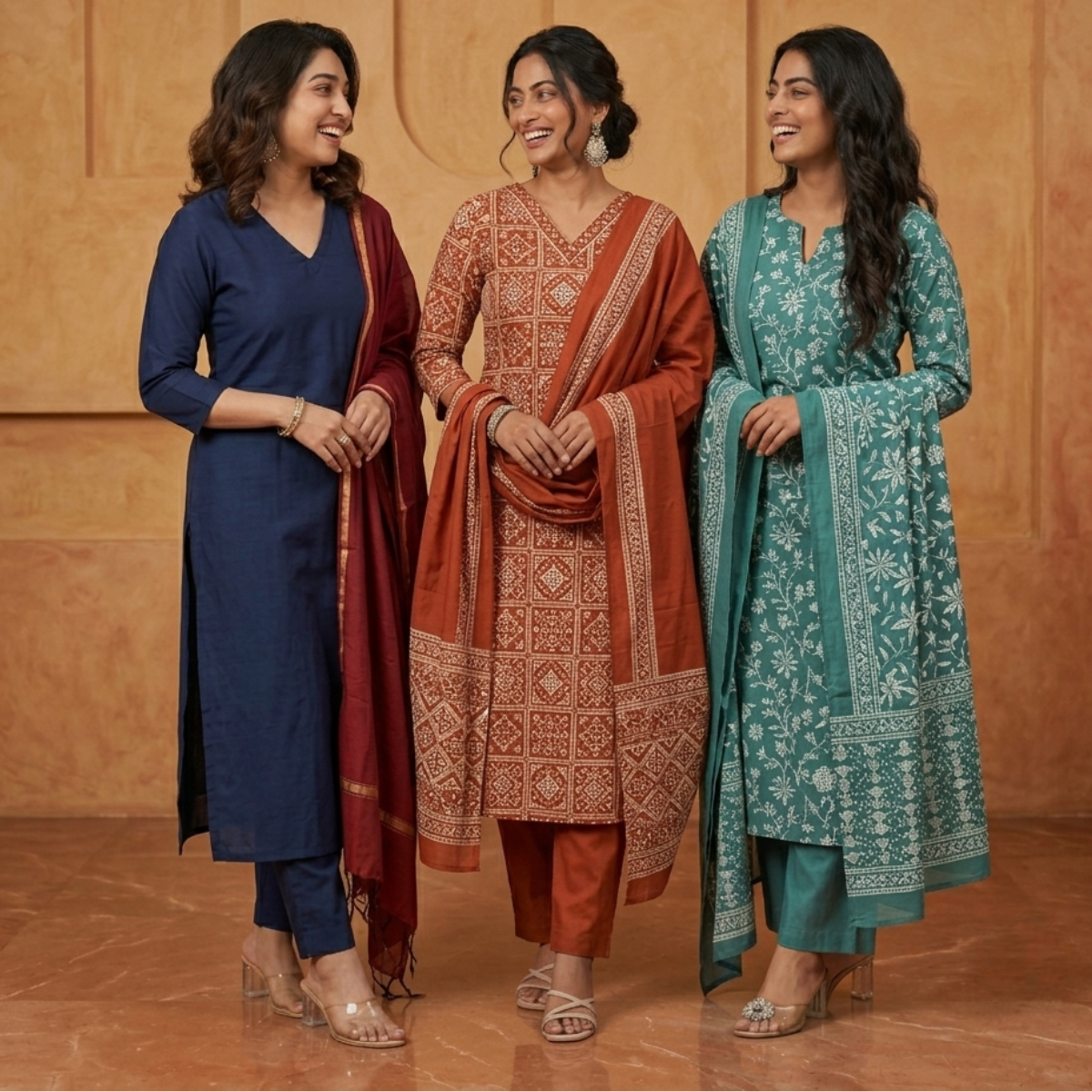 3 Combo Kurta Sets With Dupatta + Bottom (A4)
