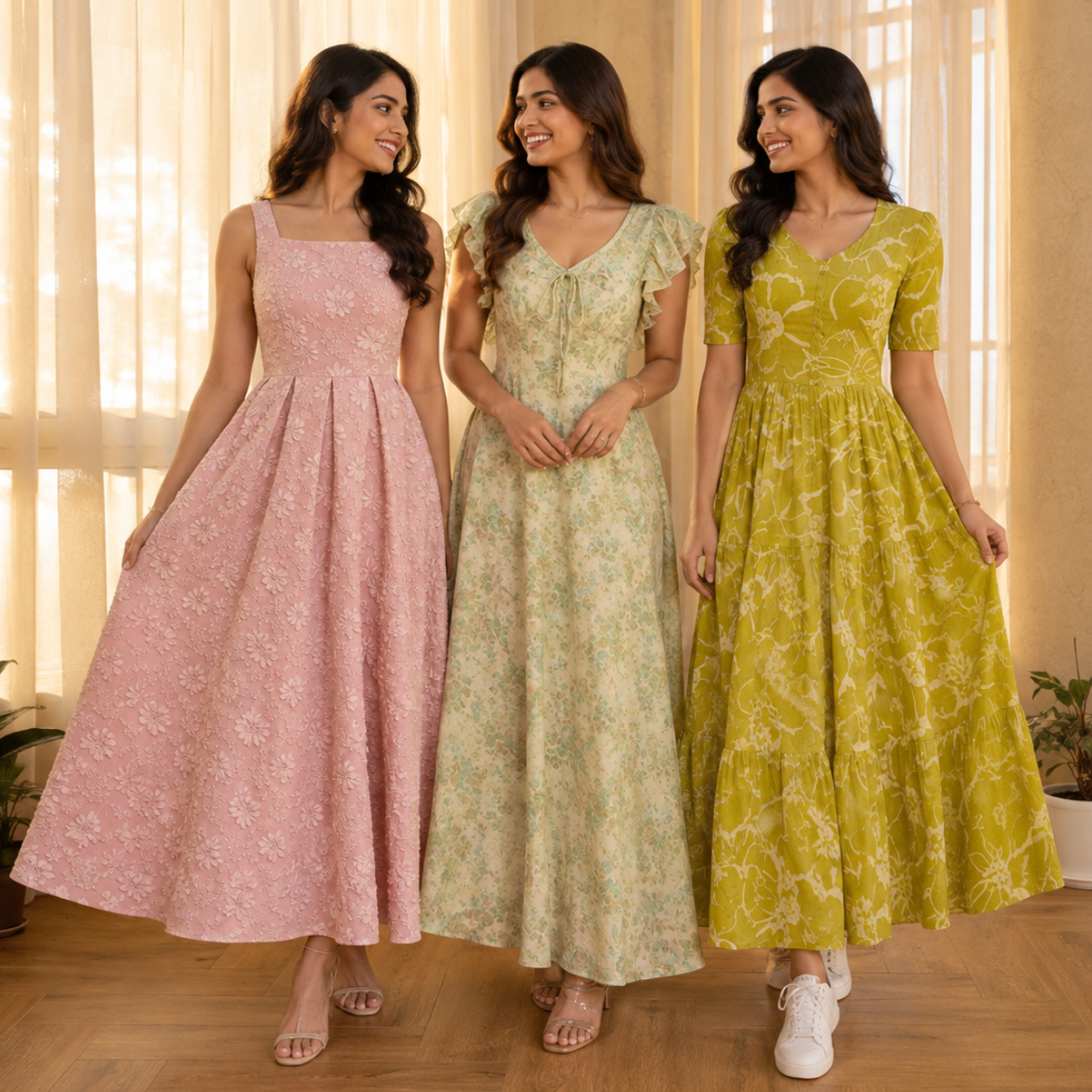 3 Women’s Printed Maxi Dress Collection ( P4 )