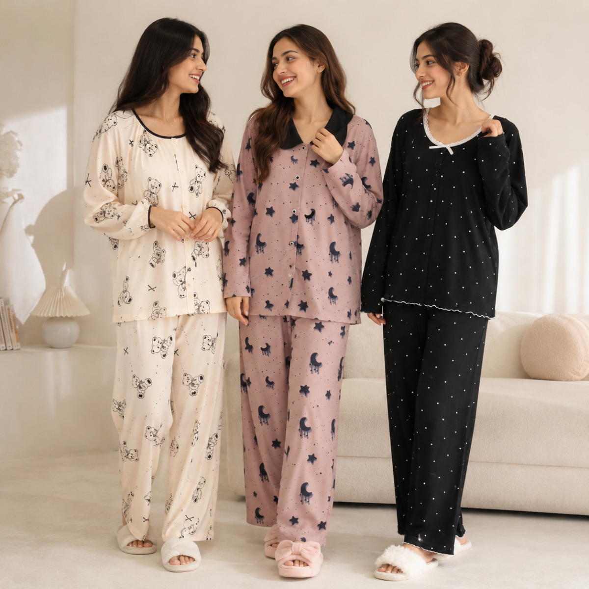 3 Women's Comfortable Night Suit Set ( N-4 )