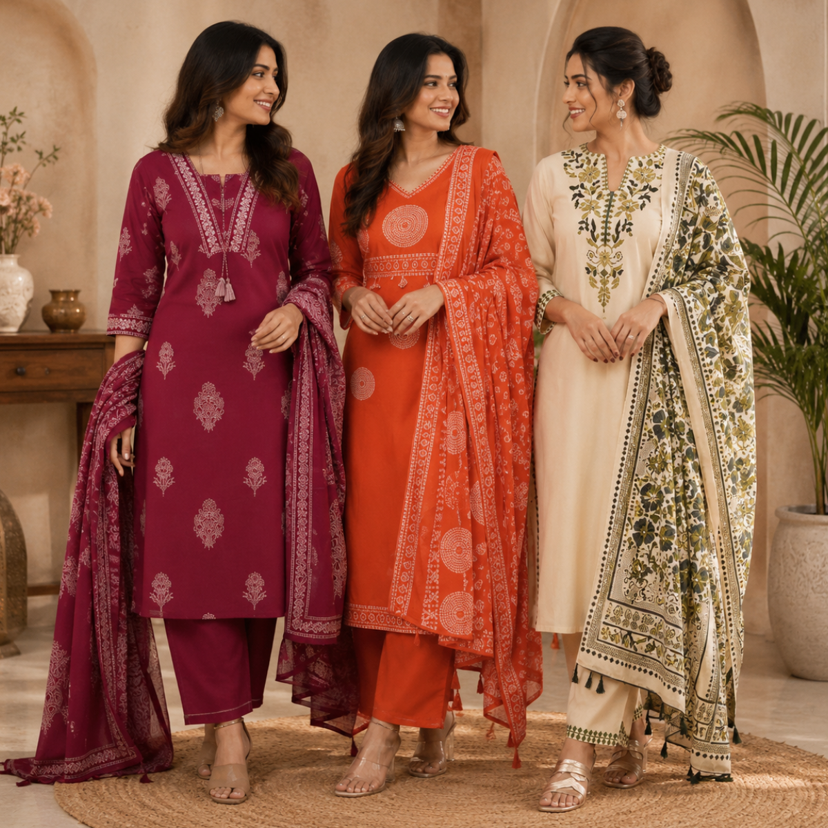 3 Pack Kurti Set With Dupatta | Trendy Look  ( K9 )