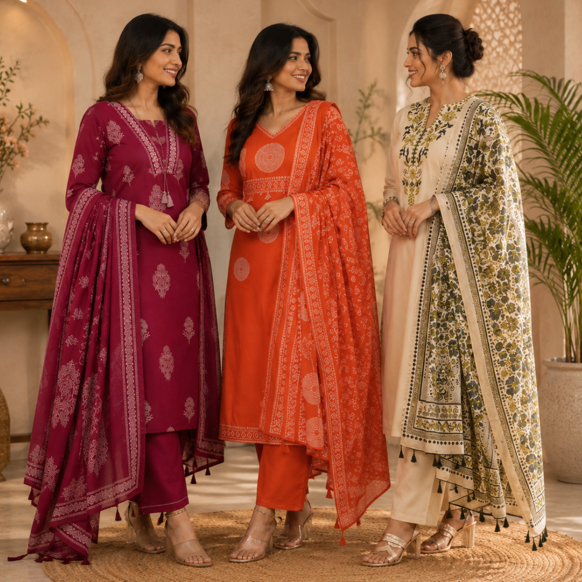 3 Pack Kurti Set With Dupatta | Trendy Look  ( K9 )