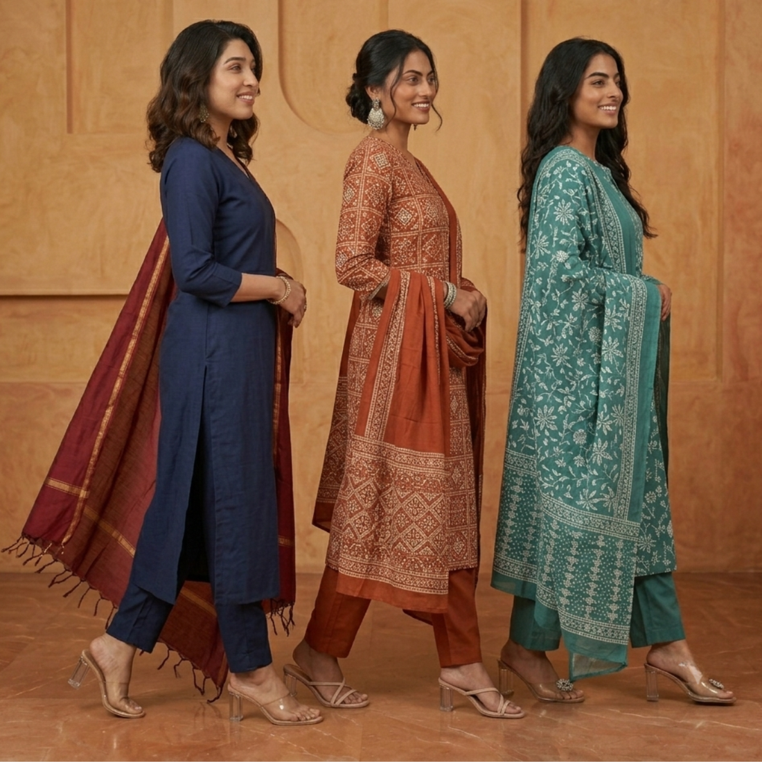 3 Combo Kurta Sets With Dupatta + Bottom (A4)