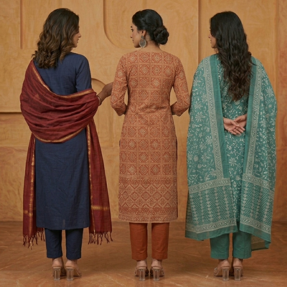 3 Combo Kurta Sets With Dupatta + Bottom (A4)