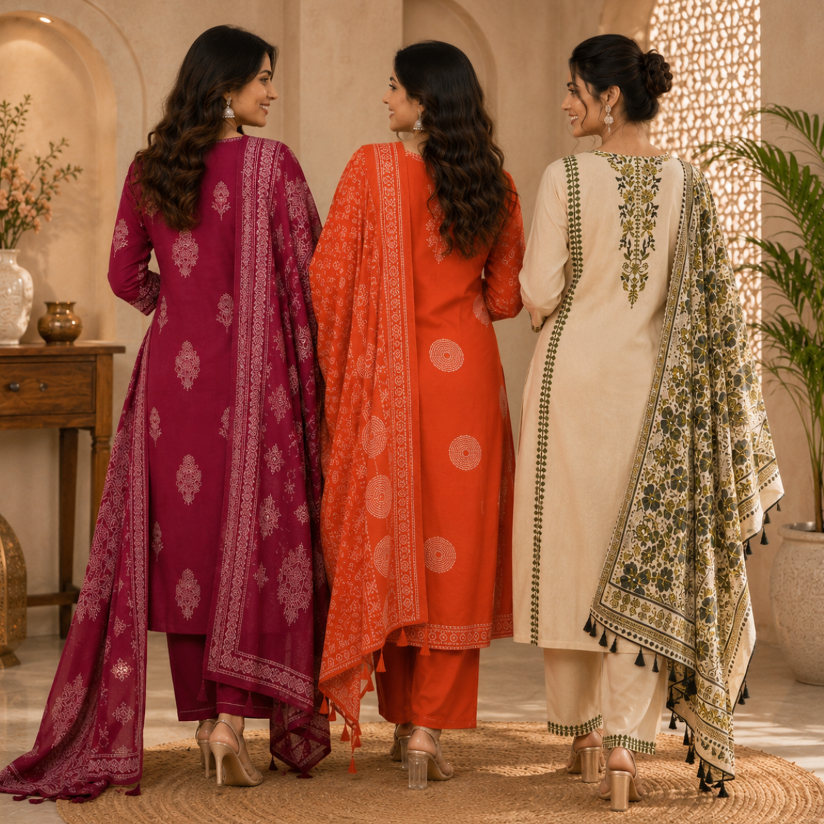 3 Pack Kurti Set With Dupatta | Trendy Look  ( K9 )