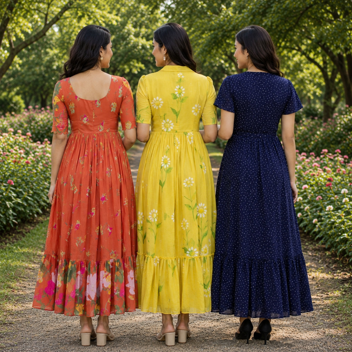 3 Pack Maxi Dress Combo | Trendy Long Dresses with FREE Black Palazzo | MD-04