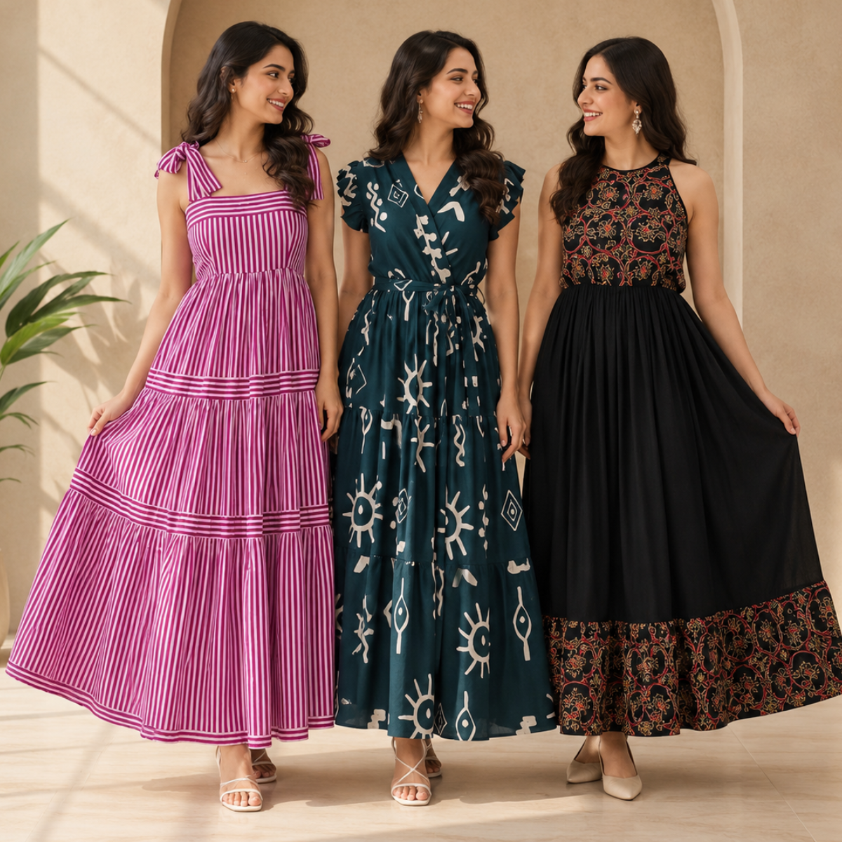 3 Women's Maxi Dress Collection | Everyday Style ( M5 )