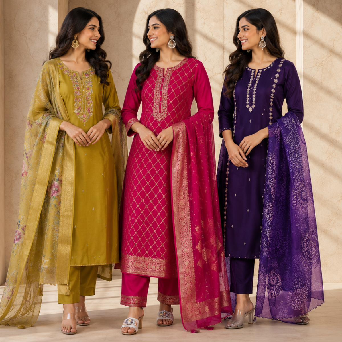 3 Women's Kurta Set with Dupatta | Comfortable Fit ( KS4 )