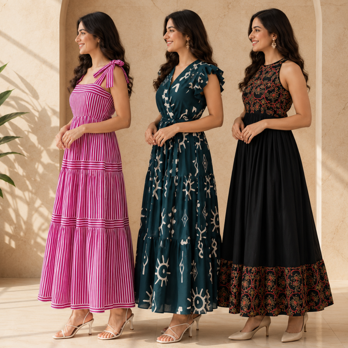 3 Women's Maxi Dress Collection | Everyday Style ( M5 )