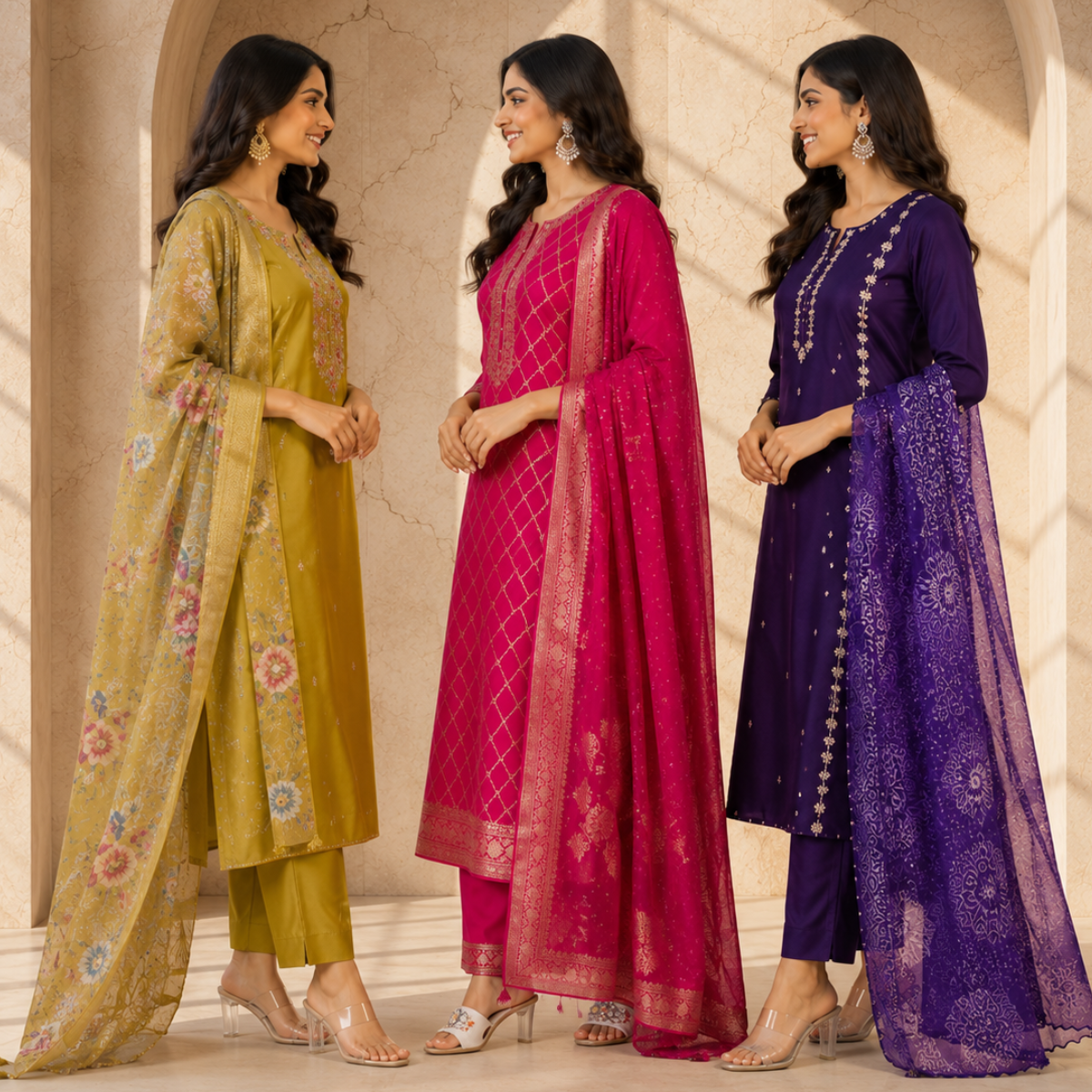 3 Women's Kurta Set with Dupatta | Comfortable Fit ( KS4 )