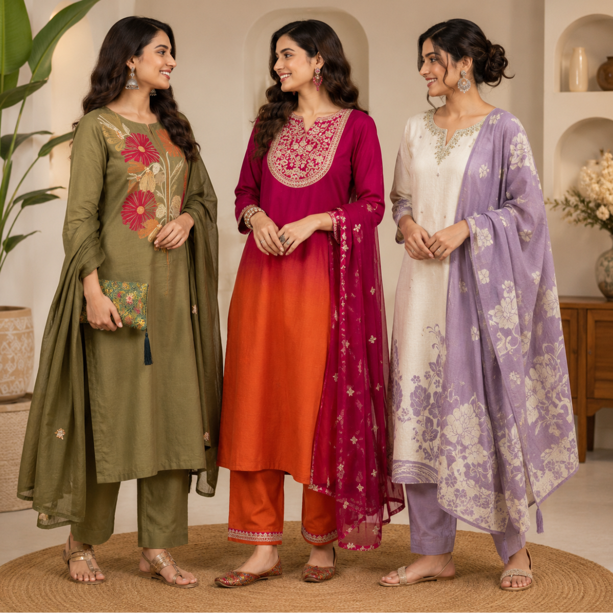 Women's 3 Kurti With Dupatta | Ethnic Wear (K-6)