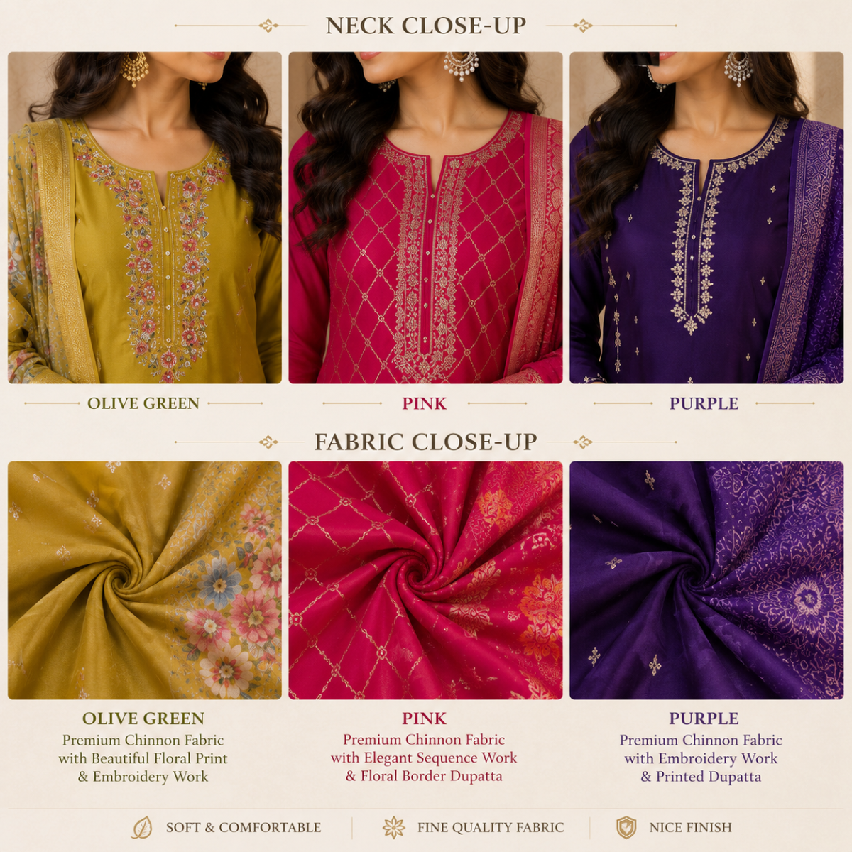 3 Women's Kurta Set with Dupatta | Comfortable Fit ( KS4 )