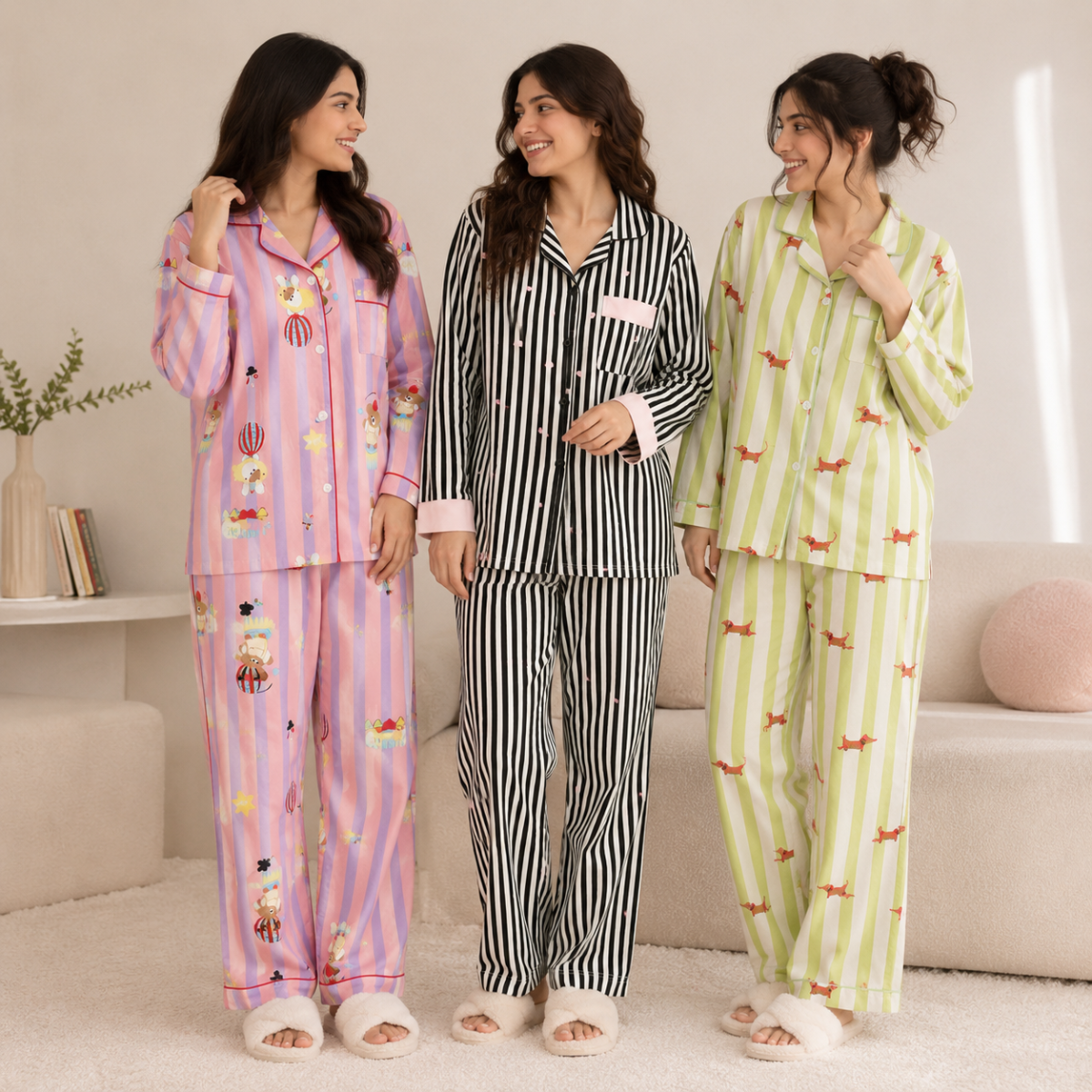 3 Women's Comfortable Night Suit Set ( N-6 )