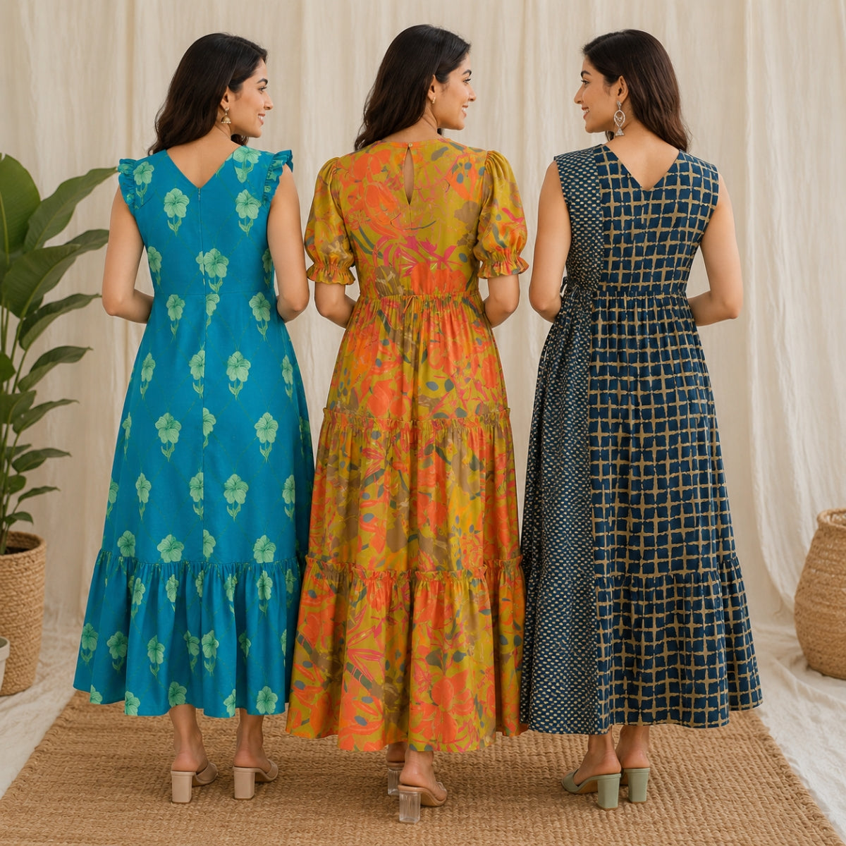 3 Pack Maxi Dress Combo | Trendy Long Dresses with FREE Black Palazzo | MD-05