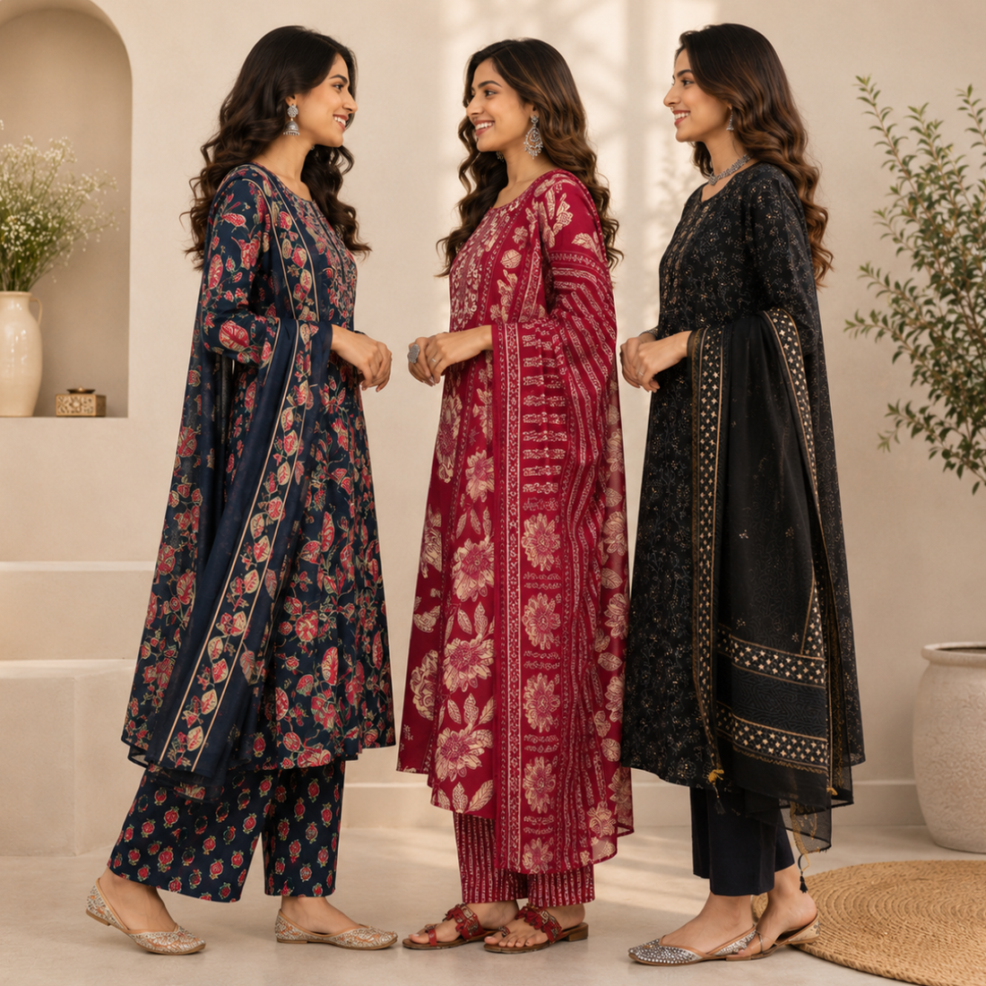 Women's Printed Kurta Set with Dupatta ( D6 )