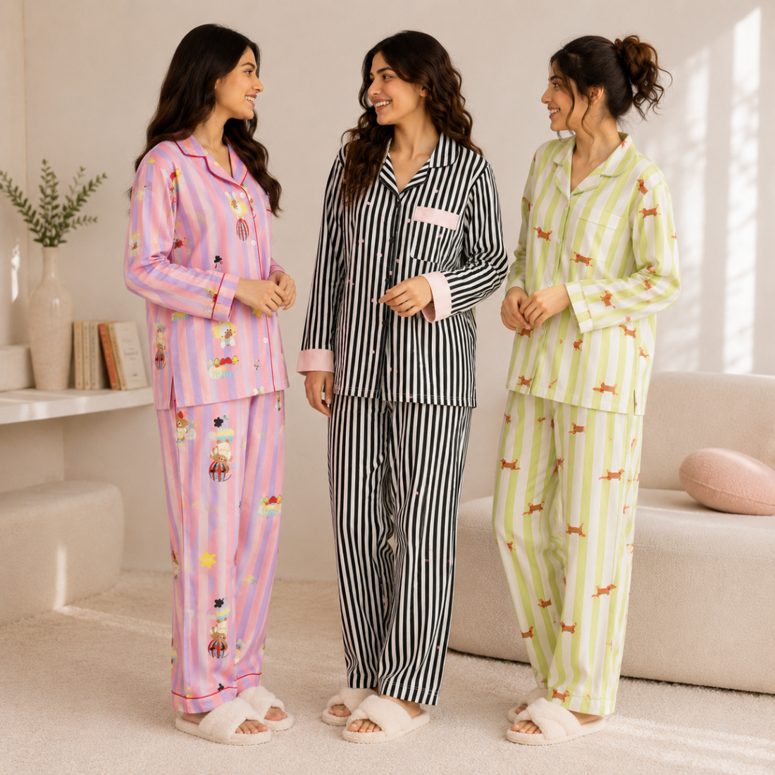 3 Women's Comfortable Night Suit Set ( N-6 )