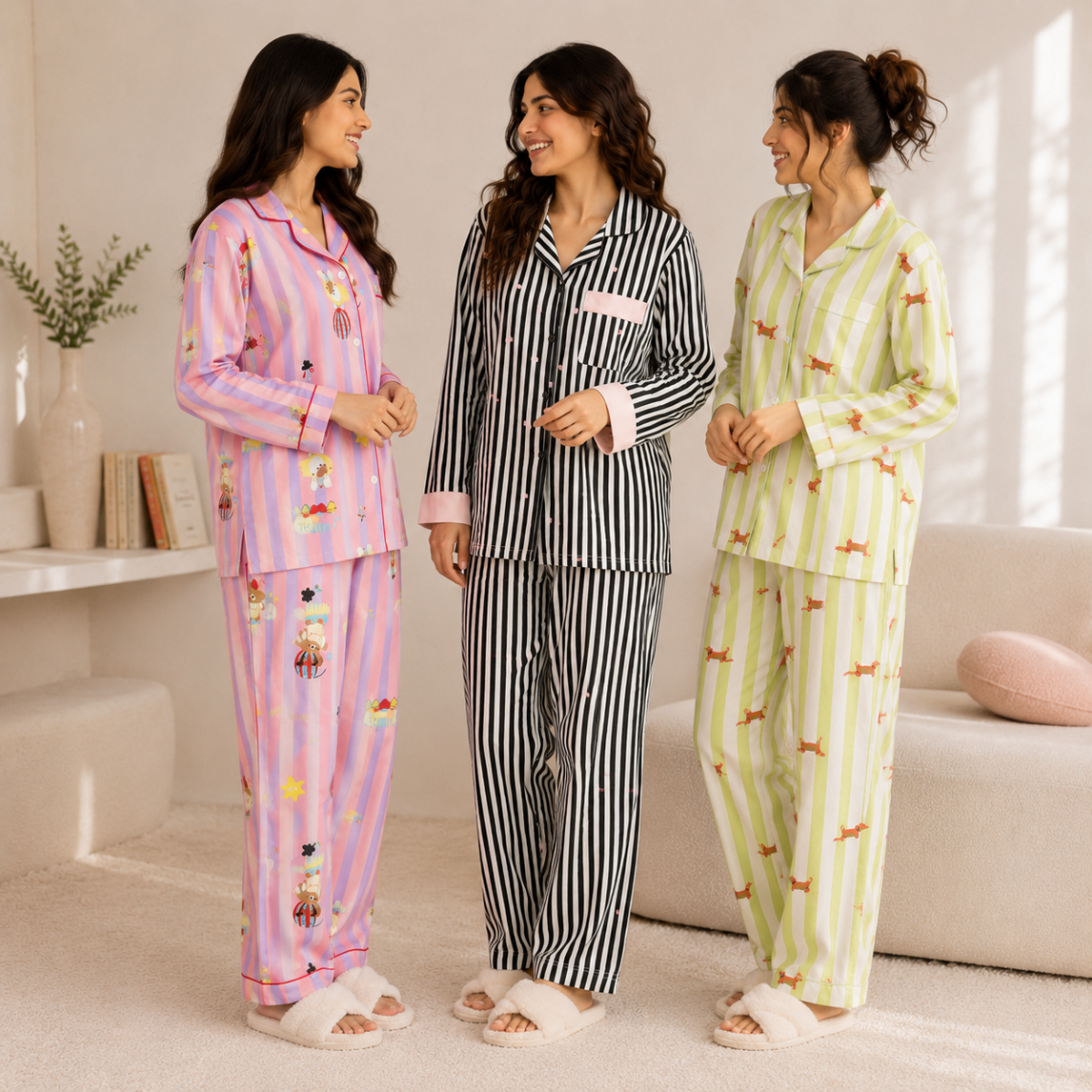 3 Women's Comfortable Night Suit Set ( N-6 )