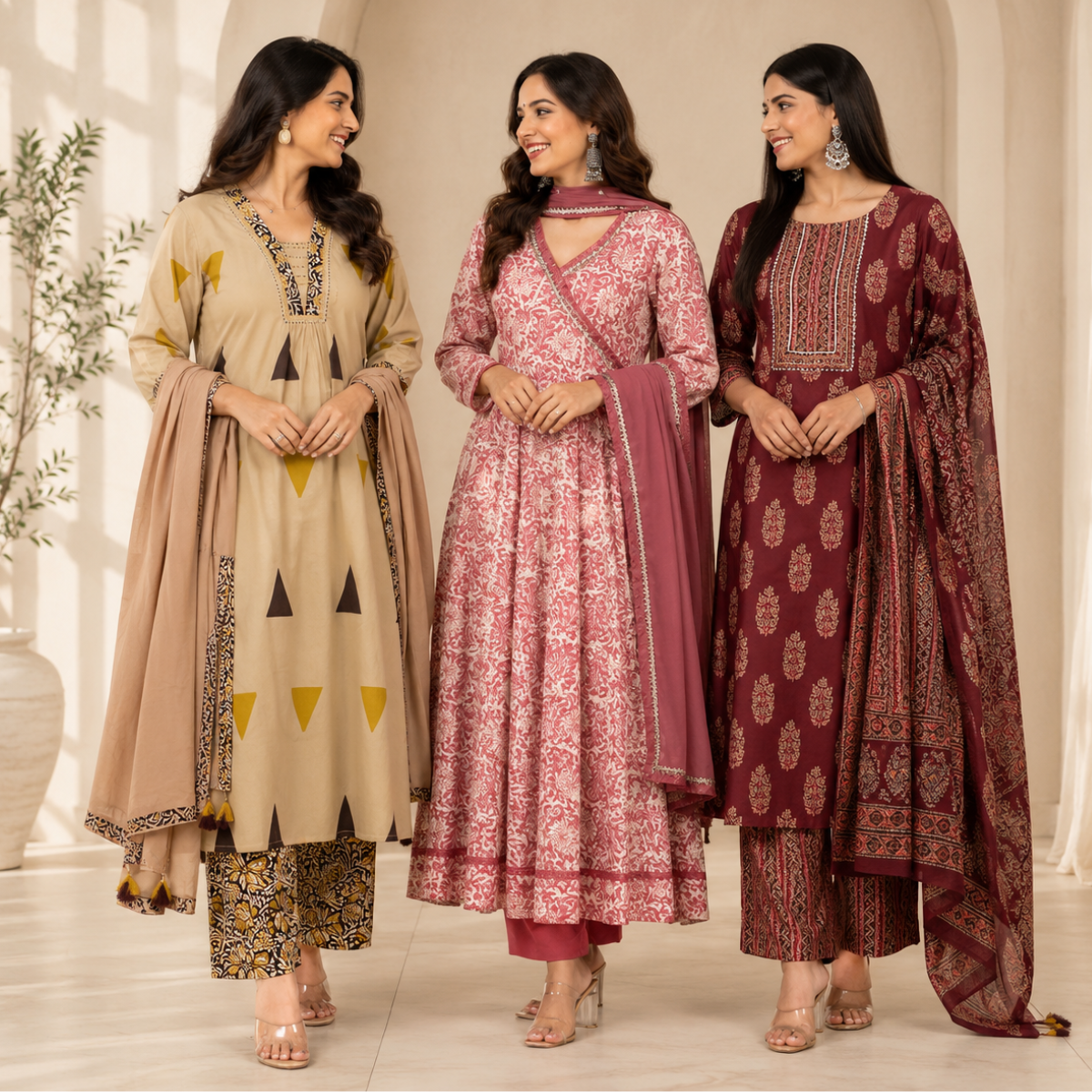 3 Women's Kurta Set with Dupatta | Comfortable Fit ( KS5 )