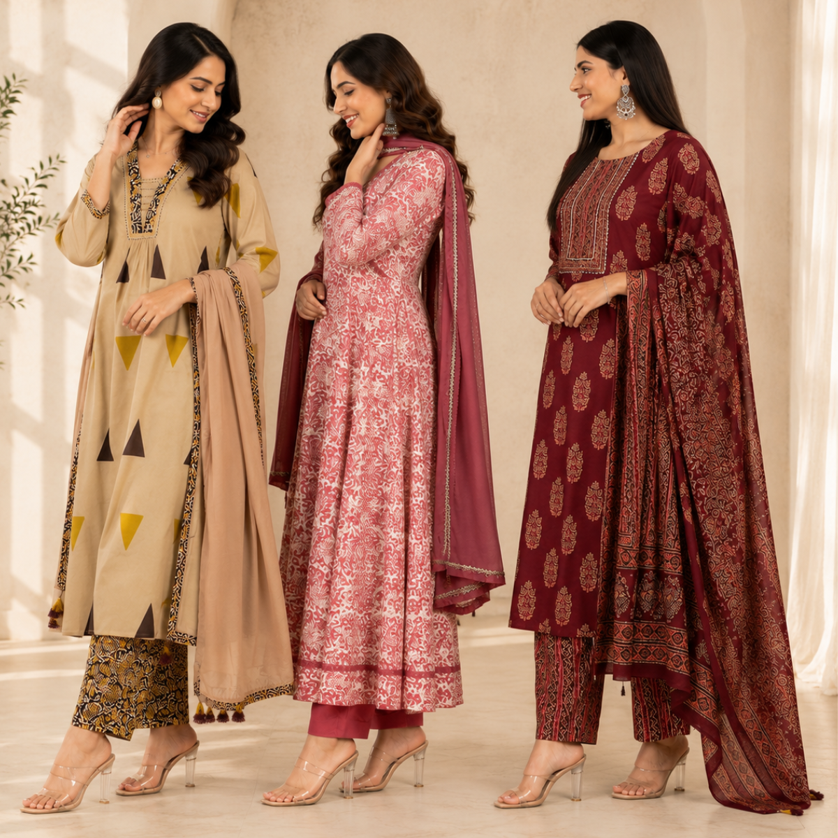 3 Women's Kurta Set with Dupatta | Comfortable Fit ( KS5 )