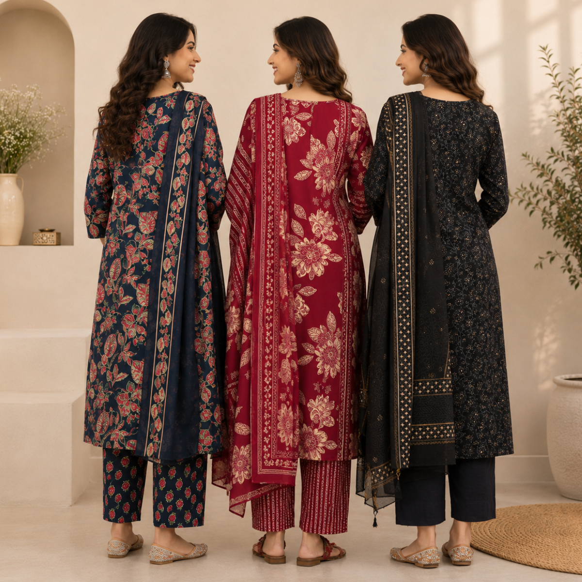 Women's Printed Kurta Set with Dupatta ( D6 )