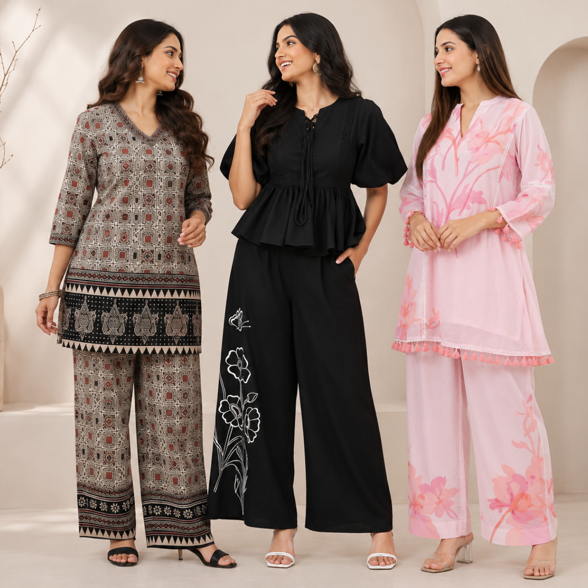 3 Women's Printed Co-Ord Set Collection ( P7 )