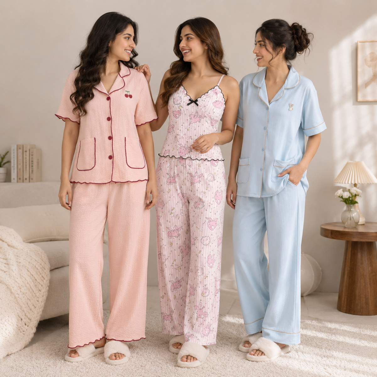 3 Women's Comfortable Night Suit Set ( N-7 )