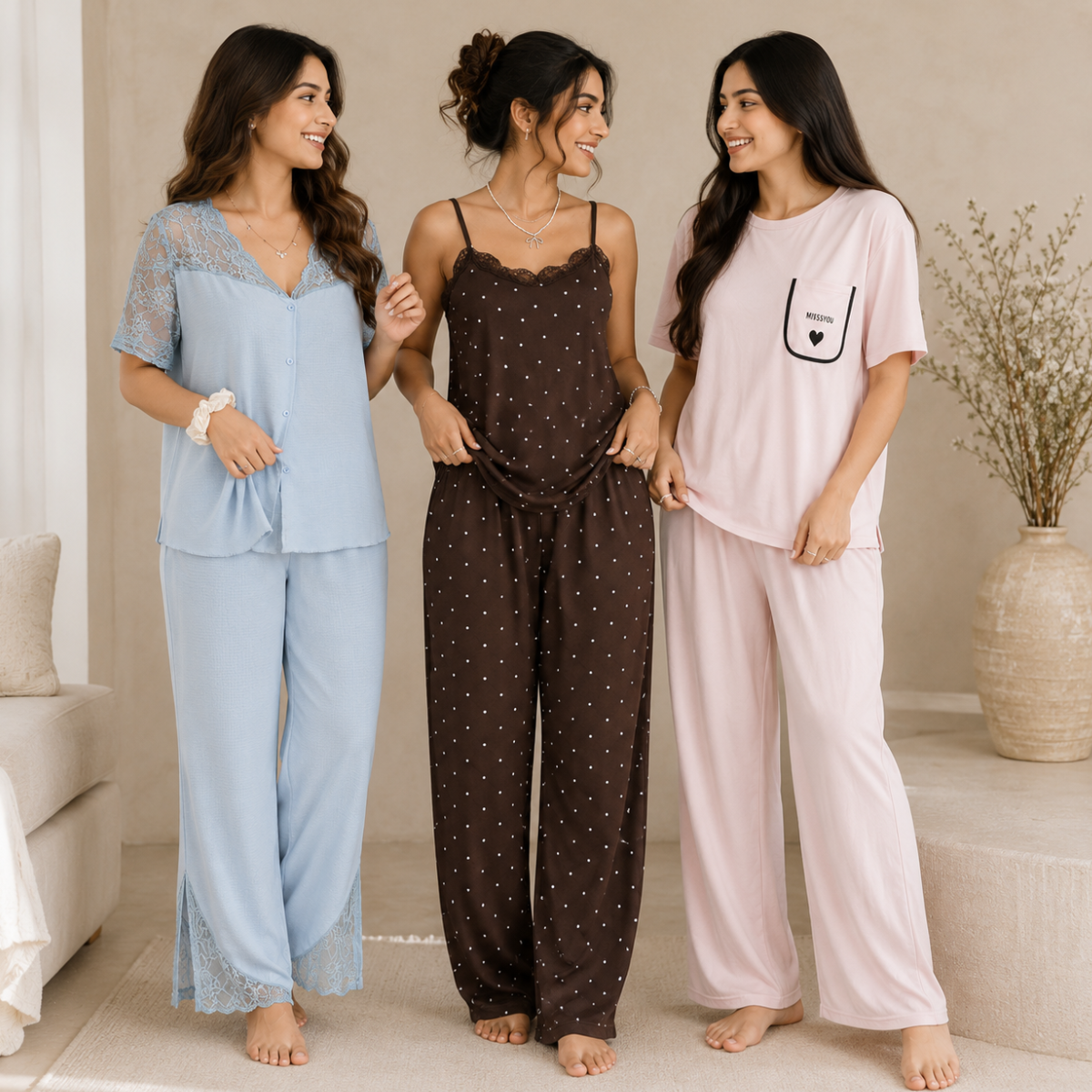 3 Women's Comfortable Night Suit Set ( N-1 )