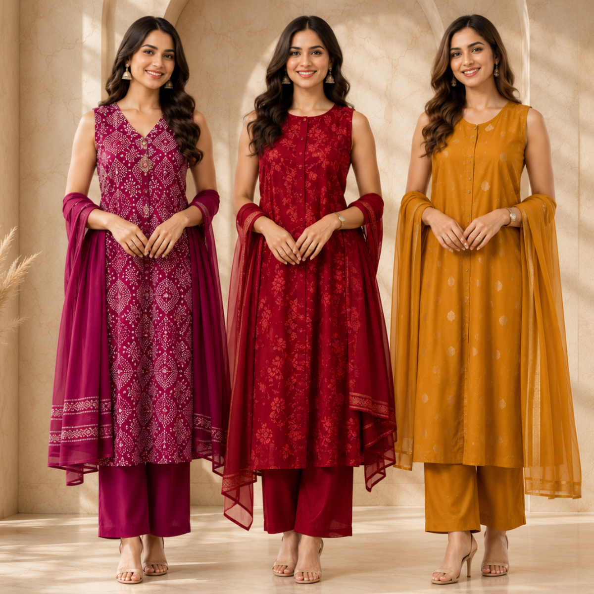 3 Women's Kurta Set with Dupatta | Comfortable Fit ( KS1 )
