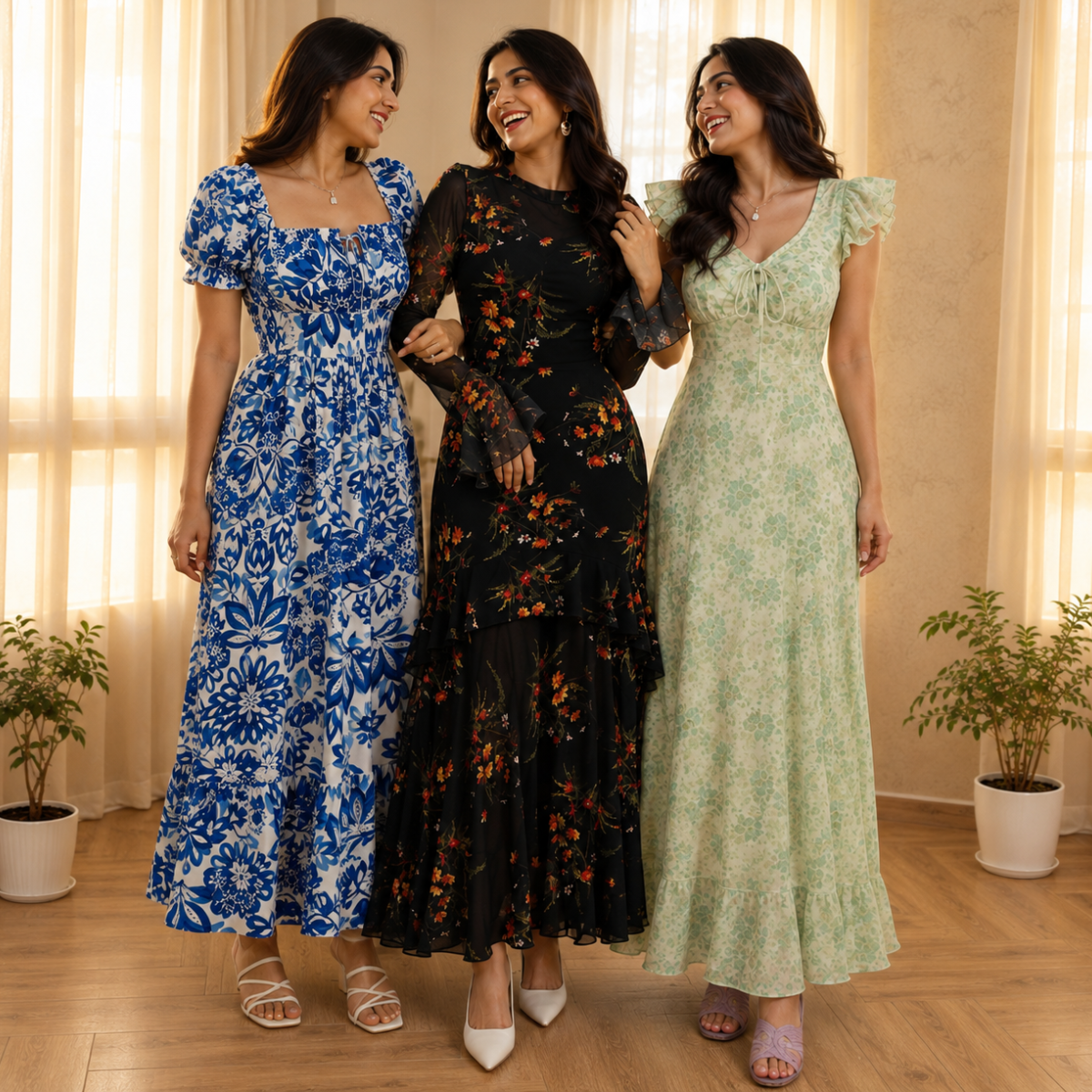 3 Women’s Printed Maxi Dress Collection ( P1 )