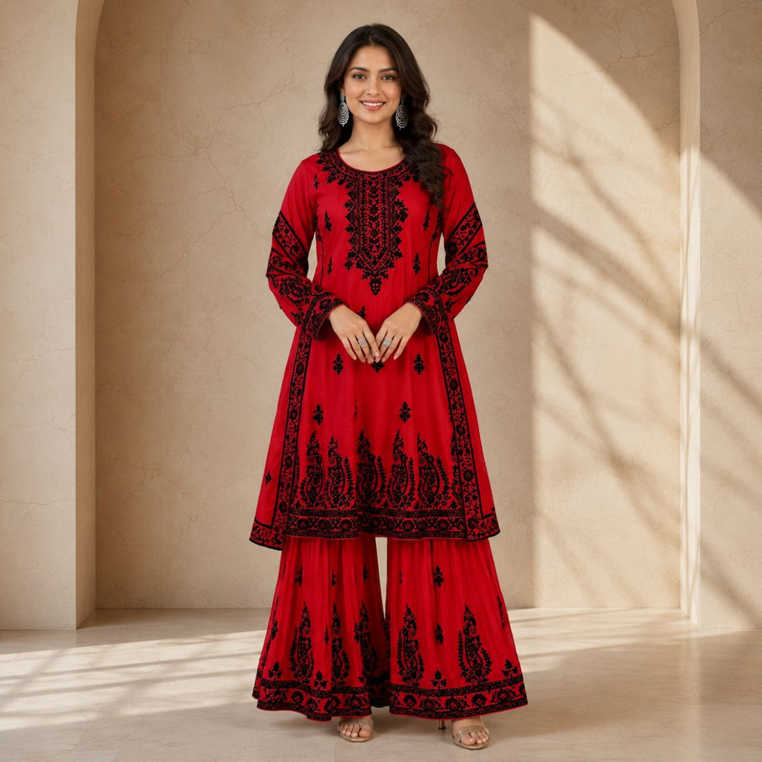 2 Pack White Chinnon Embroidery Readymade Suits Stitched | B-16