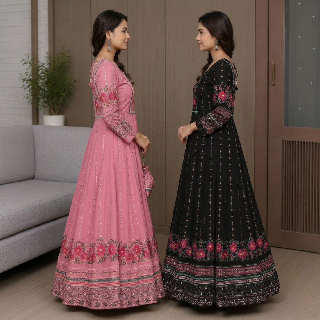 2 Pack Bohemian Ethnic Print Maxi Dress with Flowing Hem | B-011