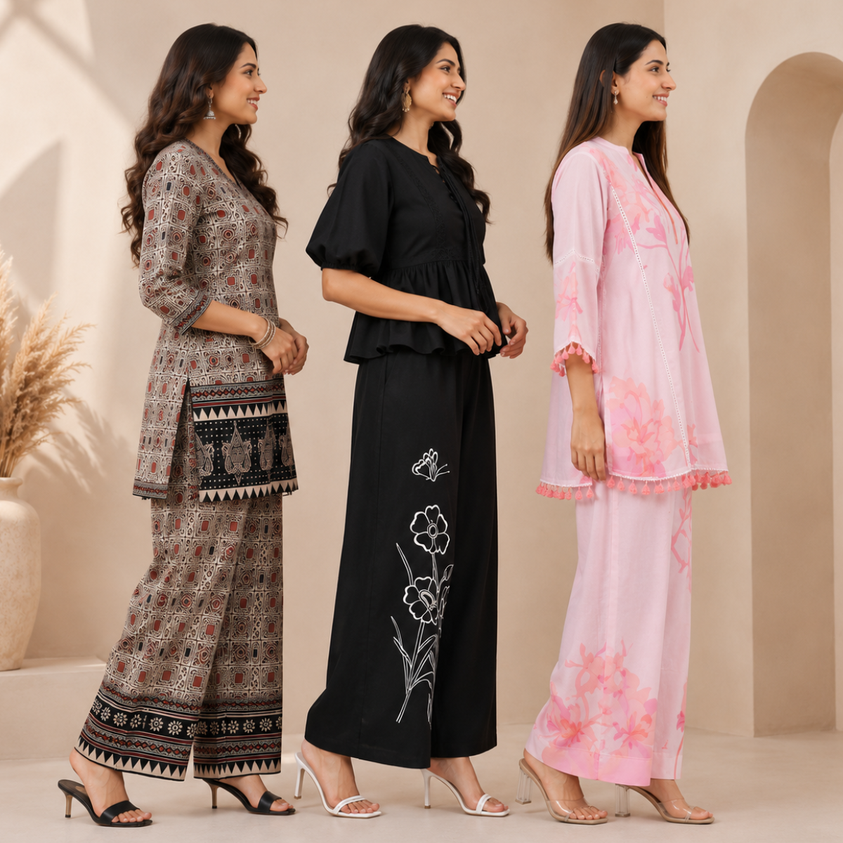 3 Women's Printed Co-Ord Set Collection ( P7 )