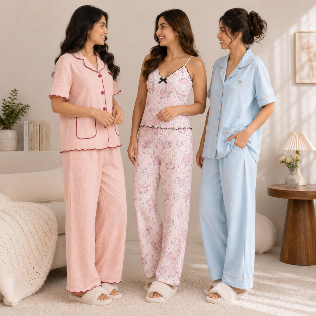 3 Women's Comfortable Night Suit Set ( N-7 )