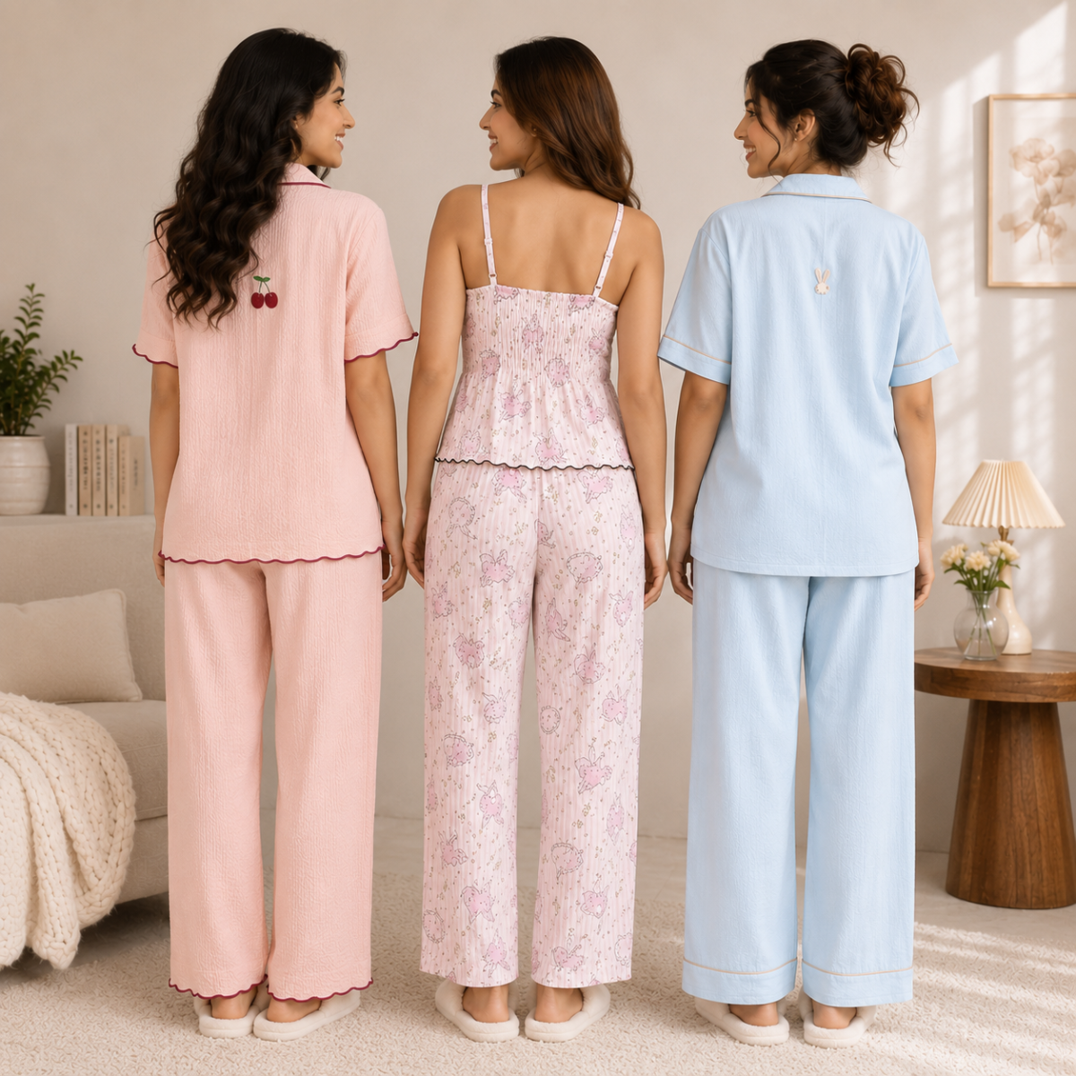 3 Women's Comfortable Night Suit Set ( N-7 )