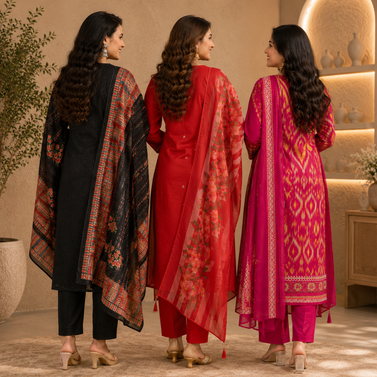 3 Combo Kurta Sets With Dupatta + Bottom (A7)
