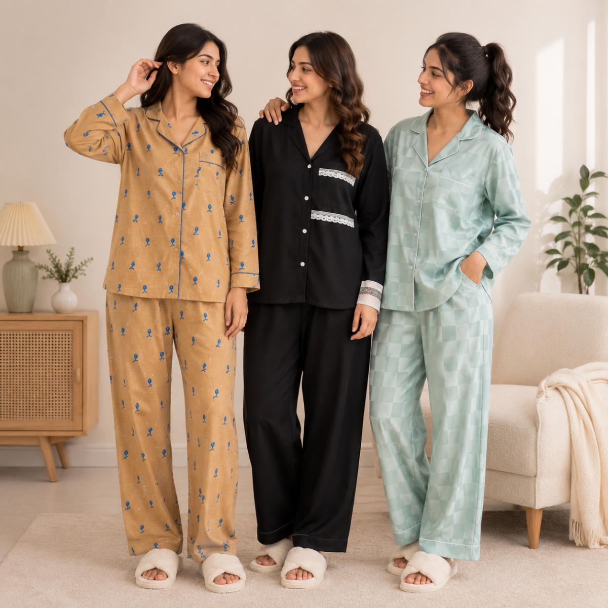 3 Women's Comfortable Night Suit Set ( N-8 )