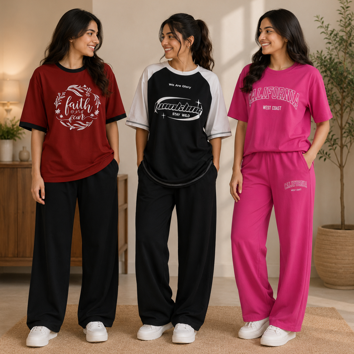 3 Women's T-Shirt with Trouser | Casual Wear ( T8 )