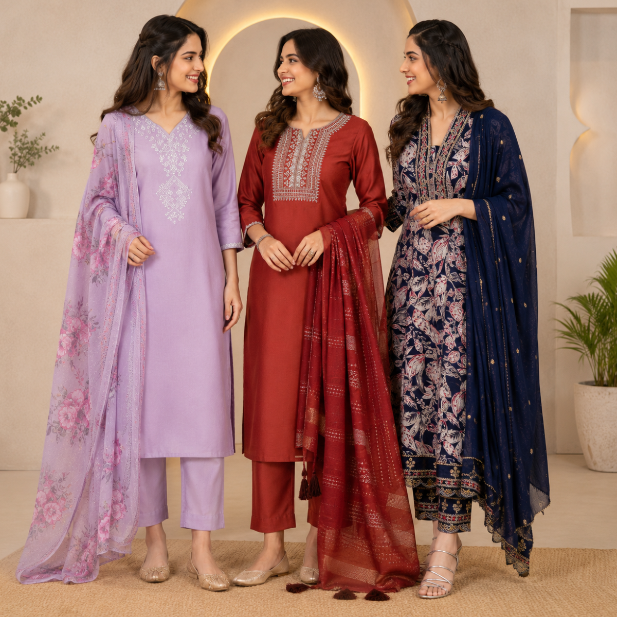 Women's 3 Kurti With Dupatta | Ethnic Wear (K-8)