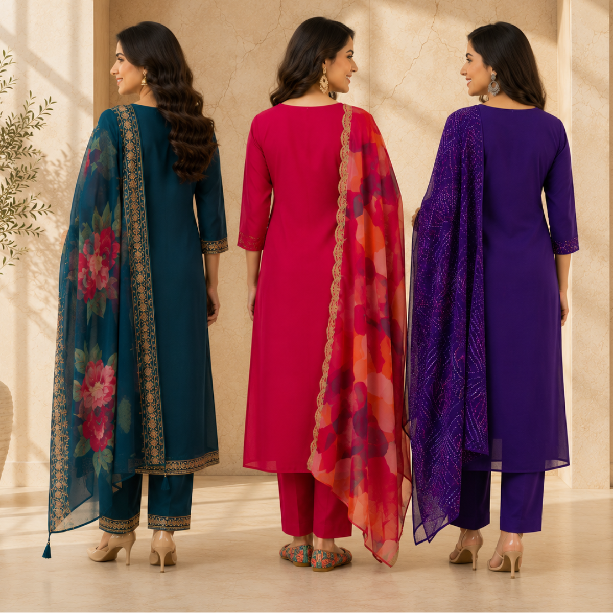3 Women's Kurta Set with Dupatta | Comfortable Fit ( KS6 )