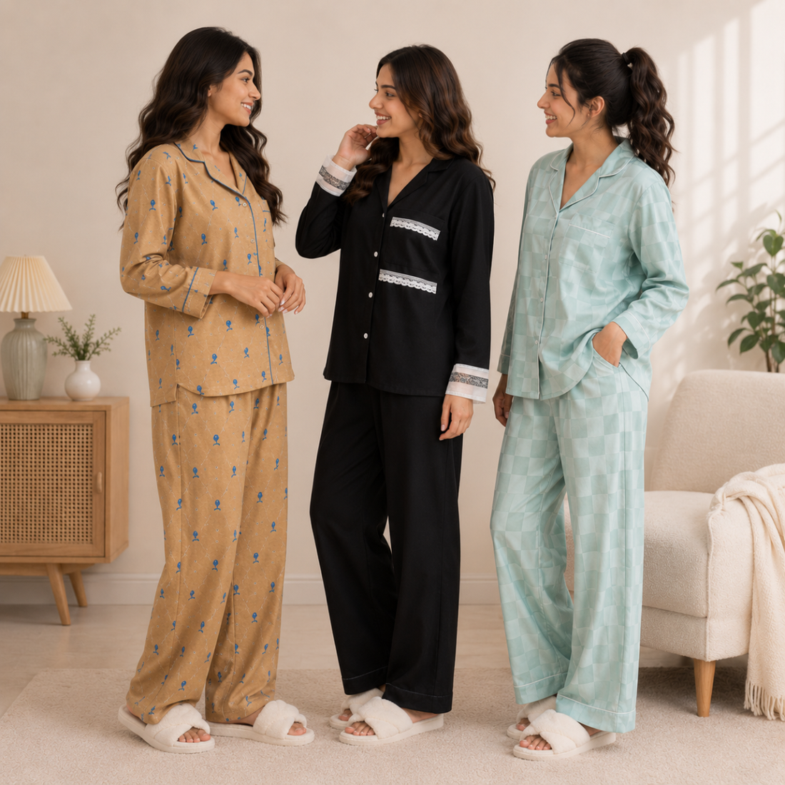 3 Women's Comfortable Night Suit Set ( N-8 )
