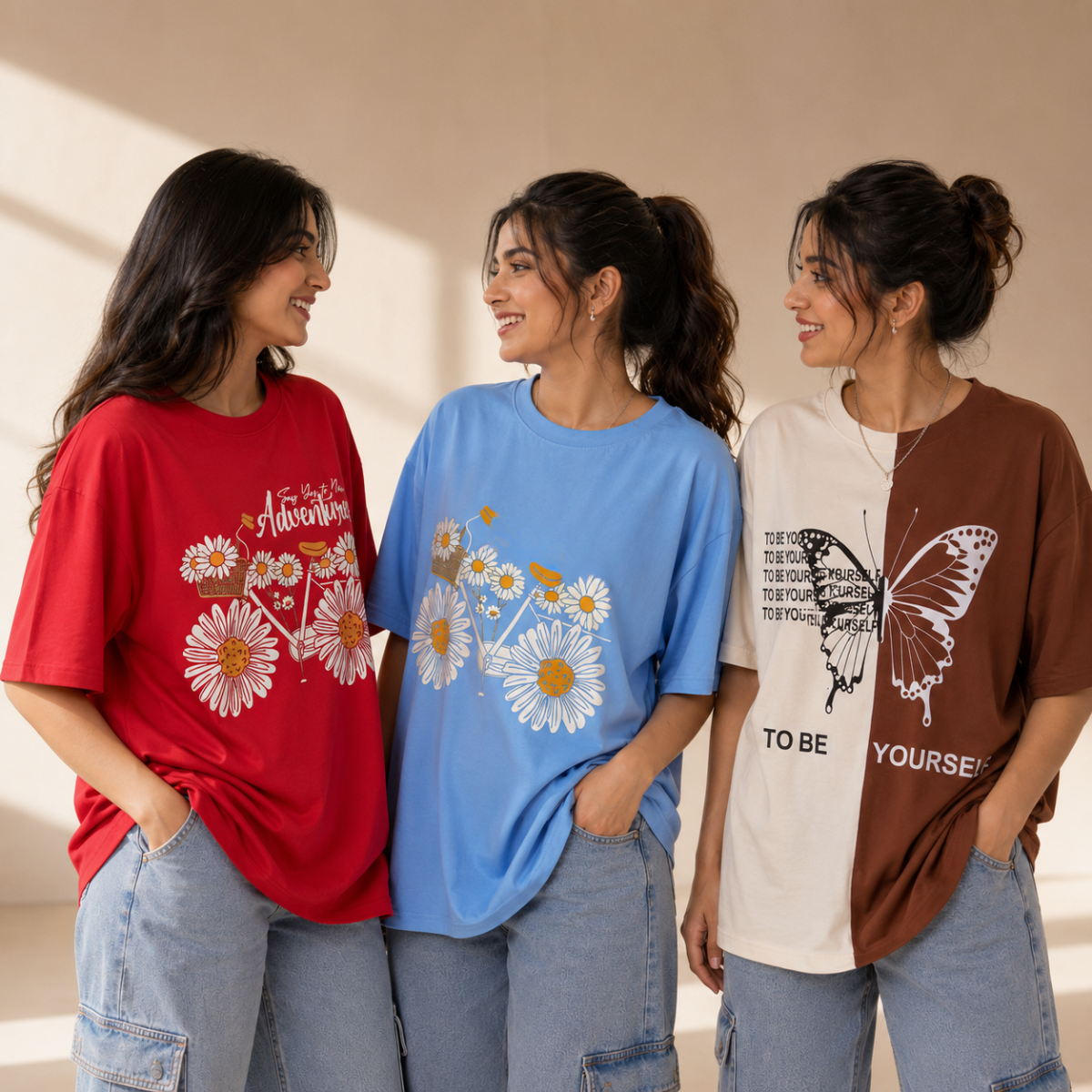 3 Women's Everyday Oversized T-Shirts ( T-3 )