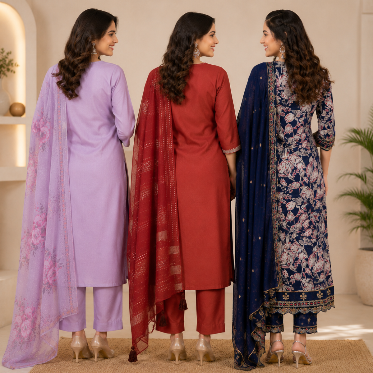 Women's 3 Kurti With Dupatta | Ethnic Wear (K-8)