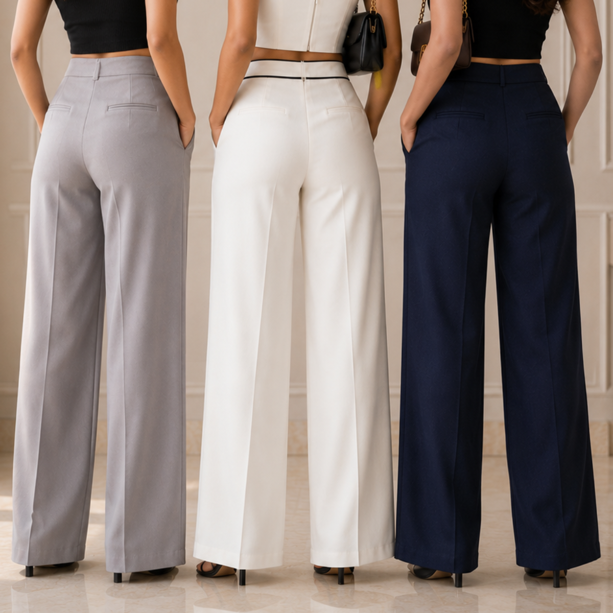 3 Women's High Waist Trousers ( T8 )
