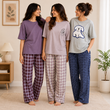3 Women's Comfortable Night Suit Set ( N-9 )