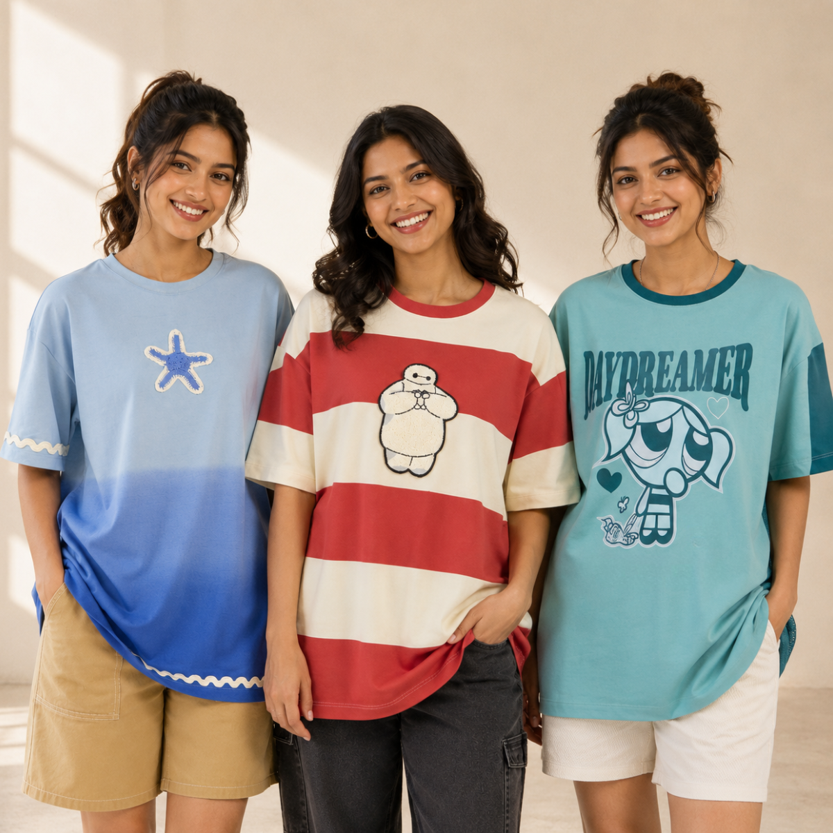 3 Women's Everyday Oversized T-Shirts ( T-4 )