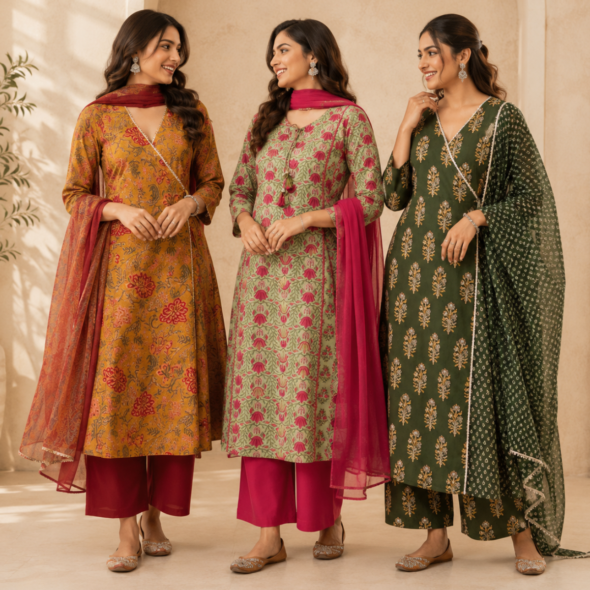 3 Women's Kurta Set with Dupatta | Comfortable Fit ( KS7 )