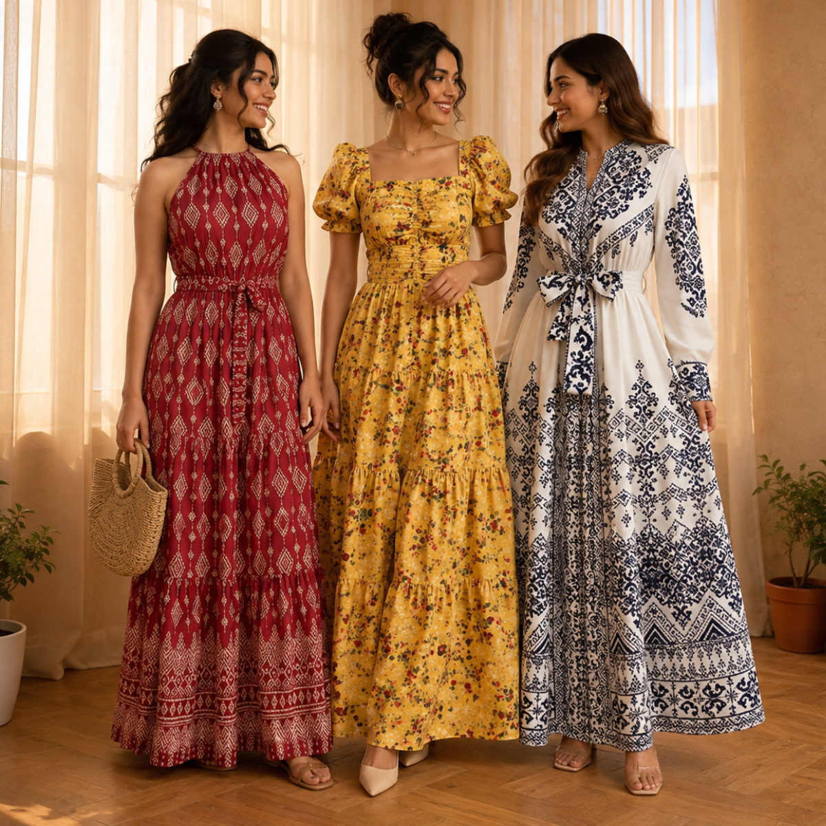 3 Women’s Printed Maxi Dress Collection ( P9 )