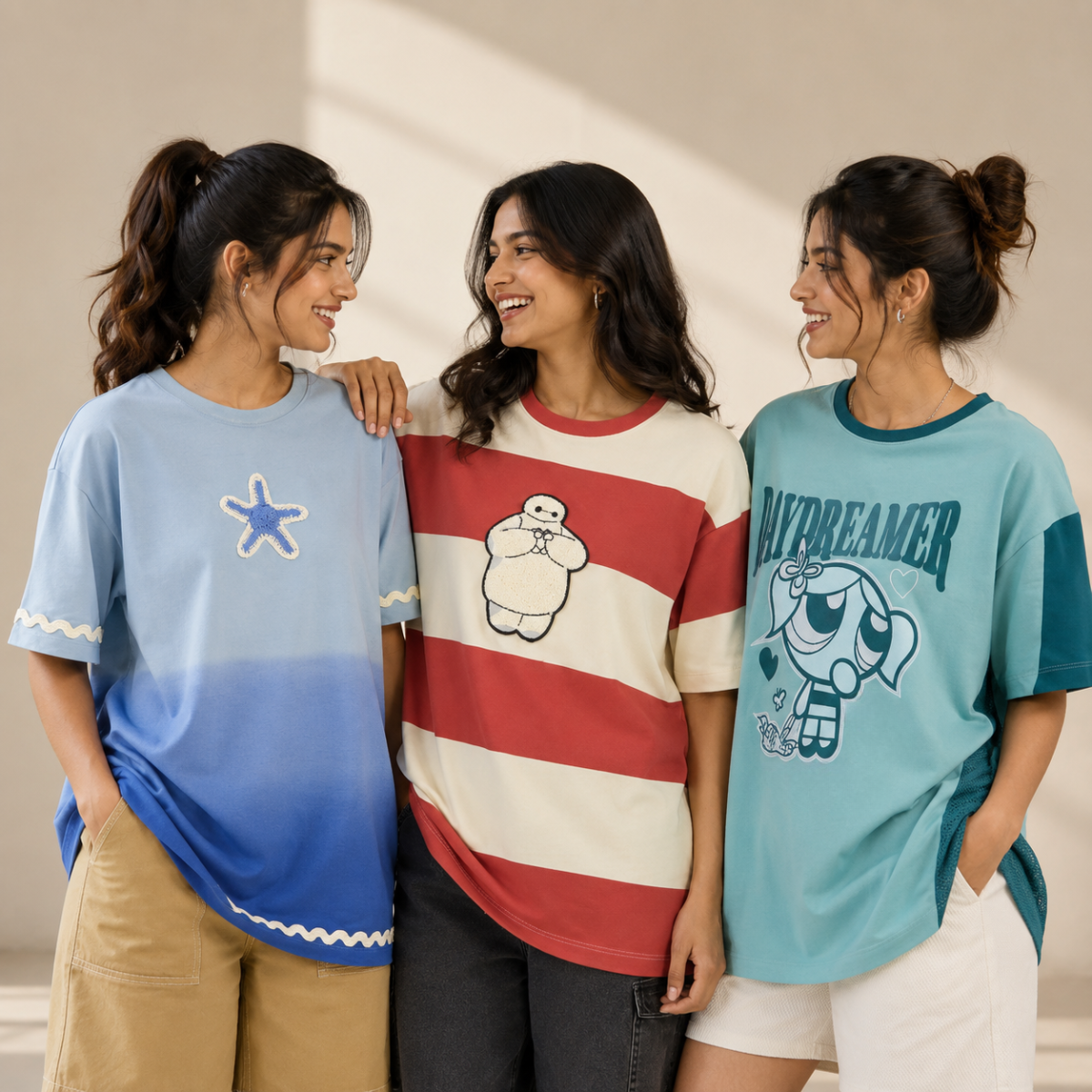 3 Women's Everyday Oversized T-Shirts ( T-4 )