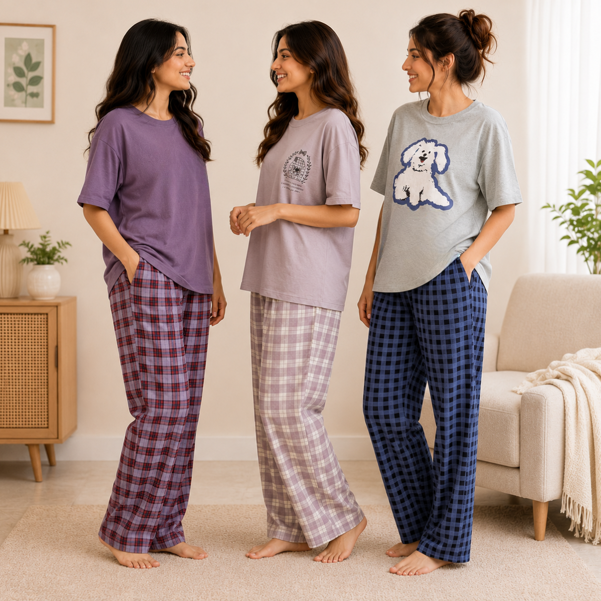3 Women's Comfortable Night Suit Set ( N-9 )