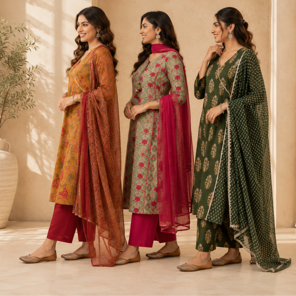 3 Women's Kurta Set with Dupatta | Comfortable Fit ( KS7 )
