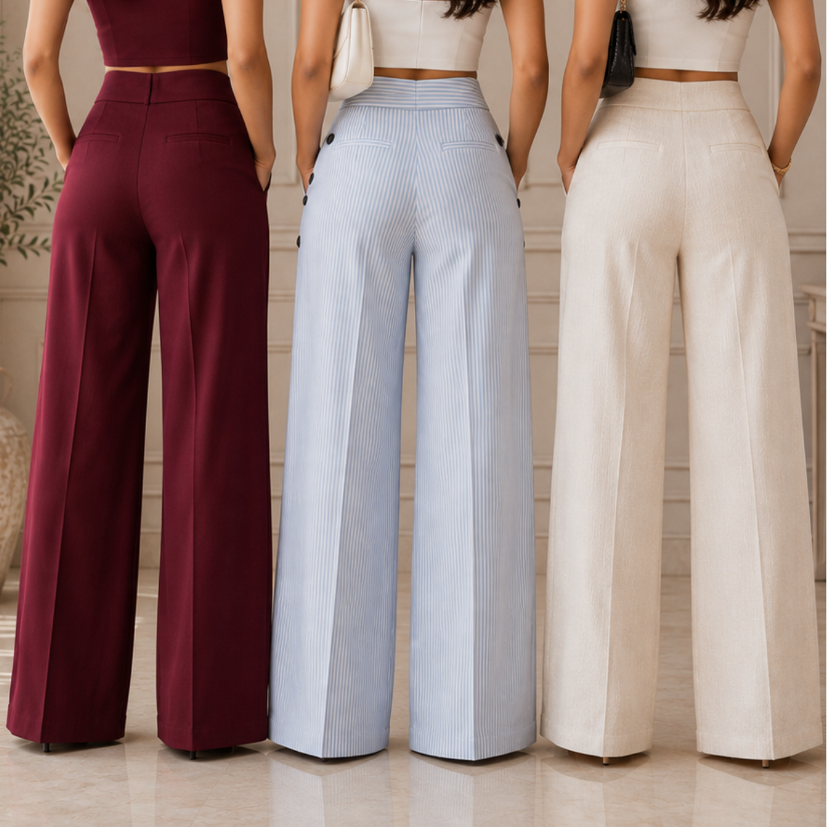 3 Women's High Waist Trousers ( T9 )